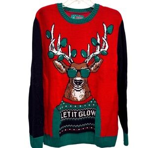 Ugly Christmas Sweater - Size L “Let It Glow” Light Up Sweater